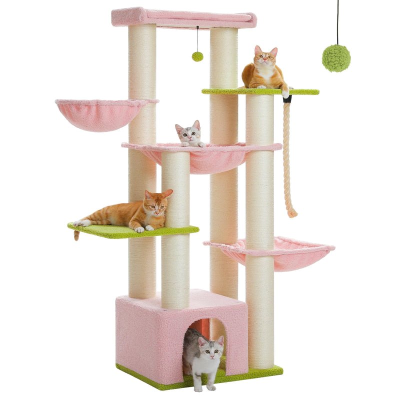 Big Cat Tree Tower for Large Cats Robust with Several Levels Cat House Climbing Tree with Hammock 11 Sisal Posts Large Perch