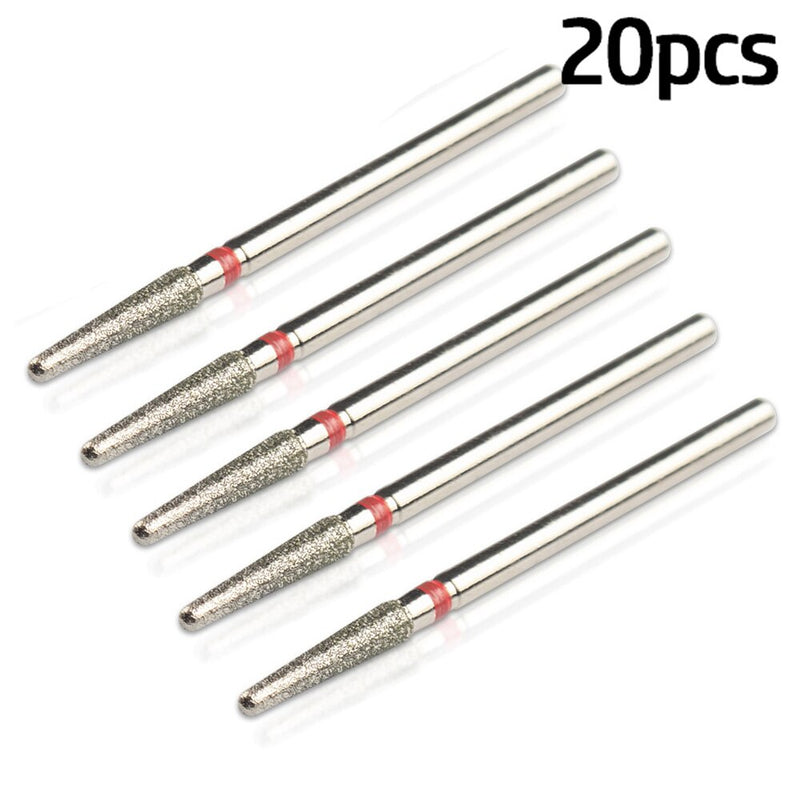 20pcs/Lot Diamond Milling Cutter for Manicure Nail Drill Manicure Machine Bit Accessories Cuticle Clean Mill Cutter Removing Gel