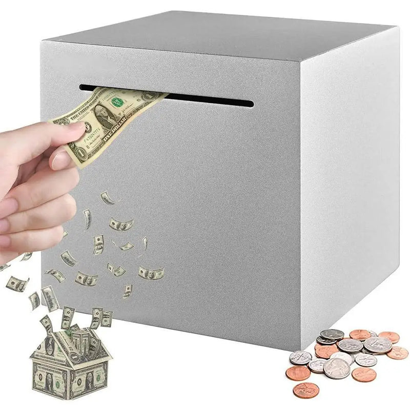 Stainless Steel Safe Piggy Bank Desktop Coin Container Piggy Bank Kids Gift Compact Saving Pot Money Box