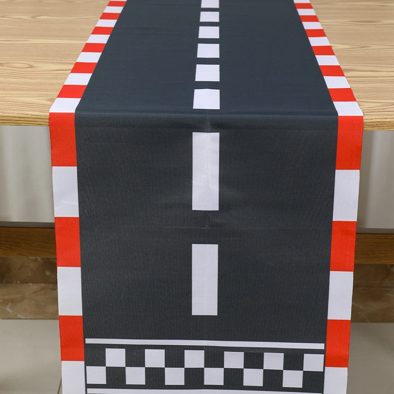 Racing Car Birthday Party Supplies Checkered Tablecloth Racetrack Table Runner Table Covers Boy Race Car Themed Party Decoration