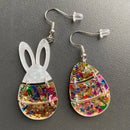 2024 Bunny Egg Basket Easter Earrings For Women Cute Cartoon Sequins Asymmetrical Rabbit Acrylic Drop Earrings Jewelry Gift