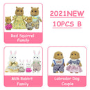 Easter Bunny 10-18Pcs Forest Family Miniture Animals Doll Toy Simulation 1:12 Reindeer Panda Figure Girl Dollhouse Birthday Gift