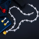 Super Shiny Big Square Yellow Cubic Zirconia Stone Wedding Bridal Necklace Earrings Party Costume Jewelry Sets for Women T0726