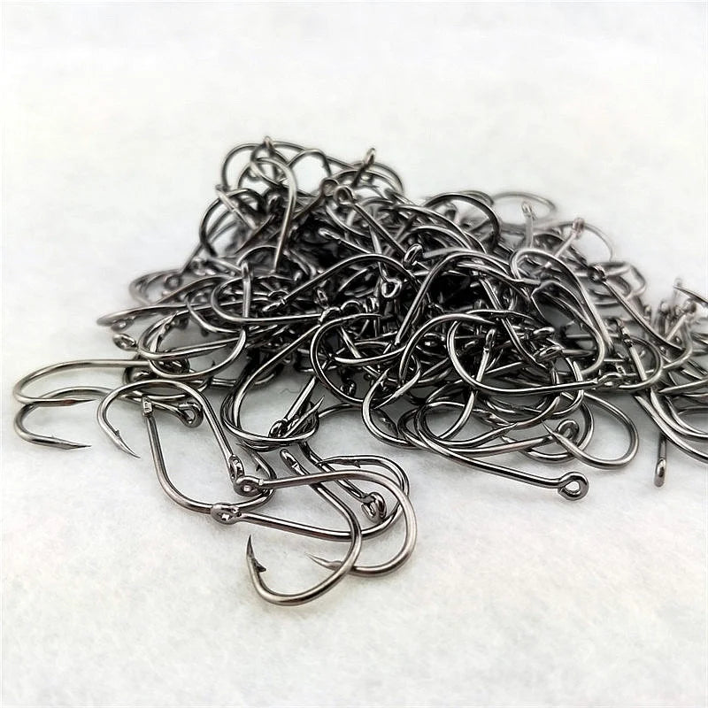 100-200pcs High Carbon Steel Fish Hook Efficiency Barbed 3#-12# Fishhooks With Hole Jig Carp Fly Fishing Hook Worm Pesca Tackle