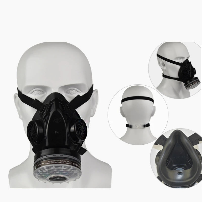 New Half Face Black Gas Mask Respirator Natural Rubber Work Safety Mask For Polishing Welding Pesticide Spraying Breath