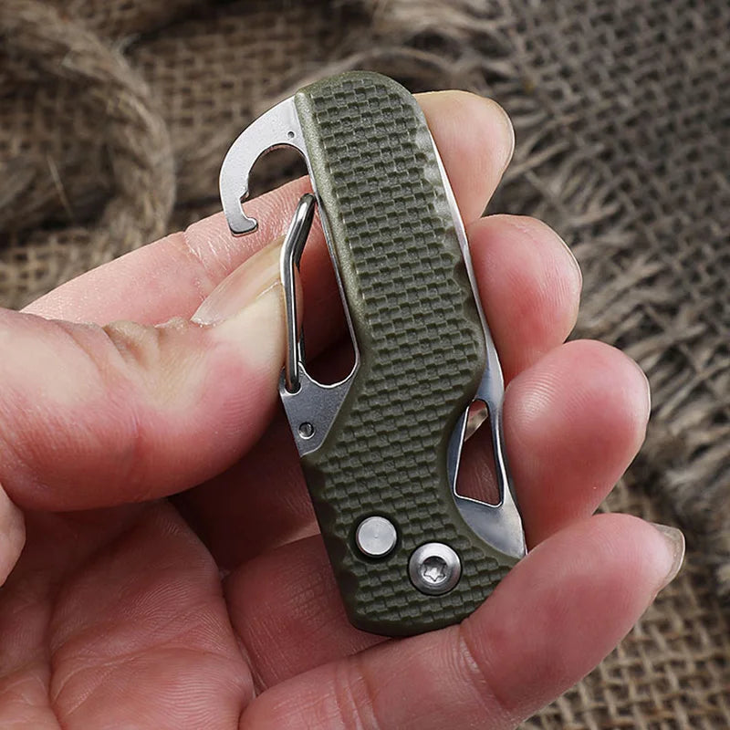 Portable Multifunctional Tool  Foldable Serrated Sharp Express Parcel Knife Keychain With Hook Cut Rope Survival Tool