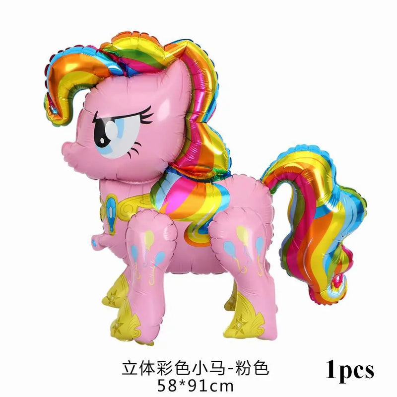 New 100*97CM Pink Horse Pony Unicorn Balloon Happy Birthday Unicorn Party Helium Balloons Kid Animal Toy Globo Party Decoration