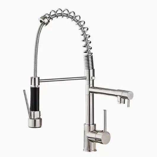 DQOK Black Brushed Spring Pull Down Kitchen Sink Faucet Hot & Cold Water Mixer Crane Tap with Dual Spout Deck Mounted