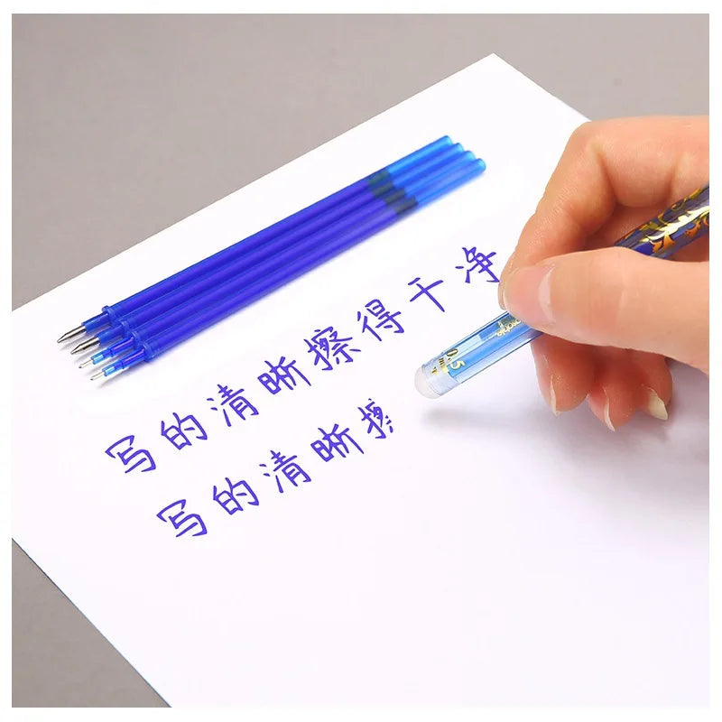 100/80/50/20PC Needle Tube Erasable Refill Black Blue Ink Student Clean Washable Rod Neutral 0.5MM Office Signature Pen