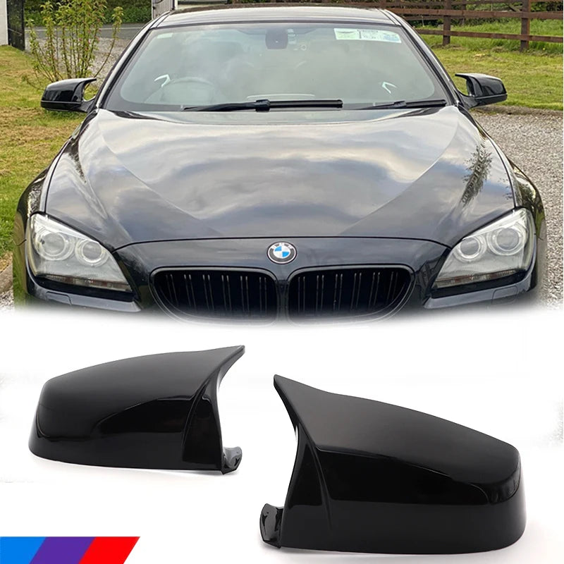 For BMW 5 6 7 Series E60 E61 E63 E64 F06 F07 F10 F11 F13 F01-F04 Carbon Fiber pattern Black Side Wing Rearview Mirror Cover Cap