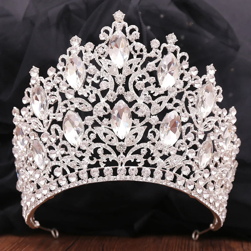 KMVEXO Luxury Big Forest Crystal Rhinestone Crown Wedding Tiara Bridal Hair Accessories Crown Party Wedding Headwear Gift