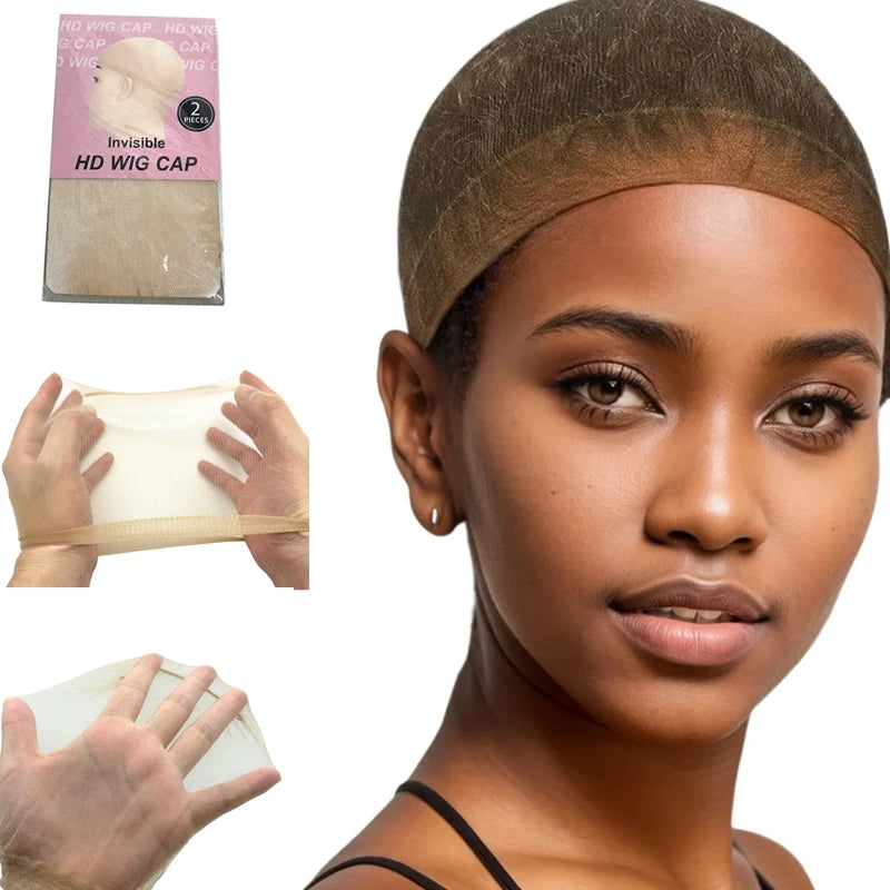 1/5/10 Pack Transparent HD Wig Cap Invisible and Sheer Breathable Ultra-thin Stretchy Stocking Caps for Lace Front