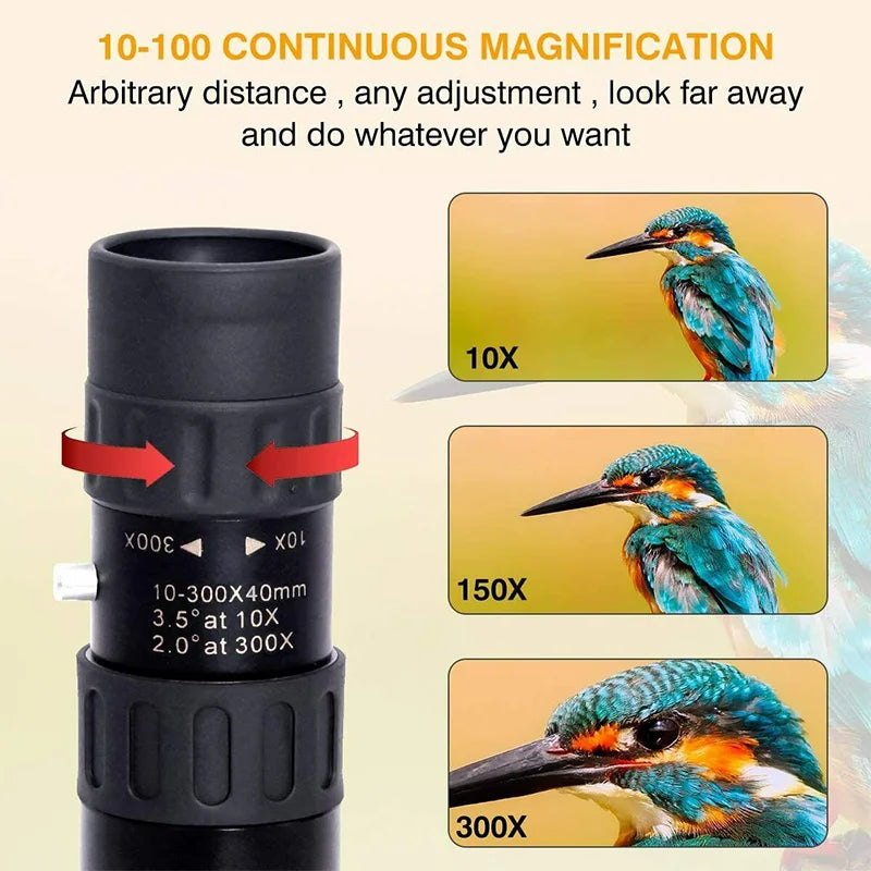 10-300X40mm/10-30x25mm Zoom HD Portable Binoculars Long Range Professional Spyglass Monocular Telescope Low Night Vision Hunting