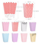 6/12/18 Pcs Mixed Pink Stripe Wave Dot Paper Popcorn Boxes Bag Birthday Pop Corn Candy Sanck Favor Bags Movie Party Tableware