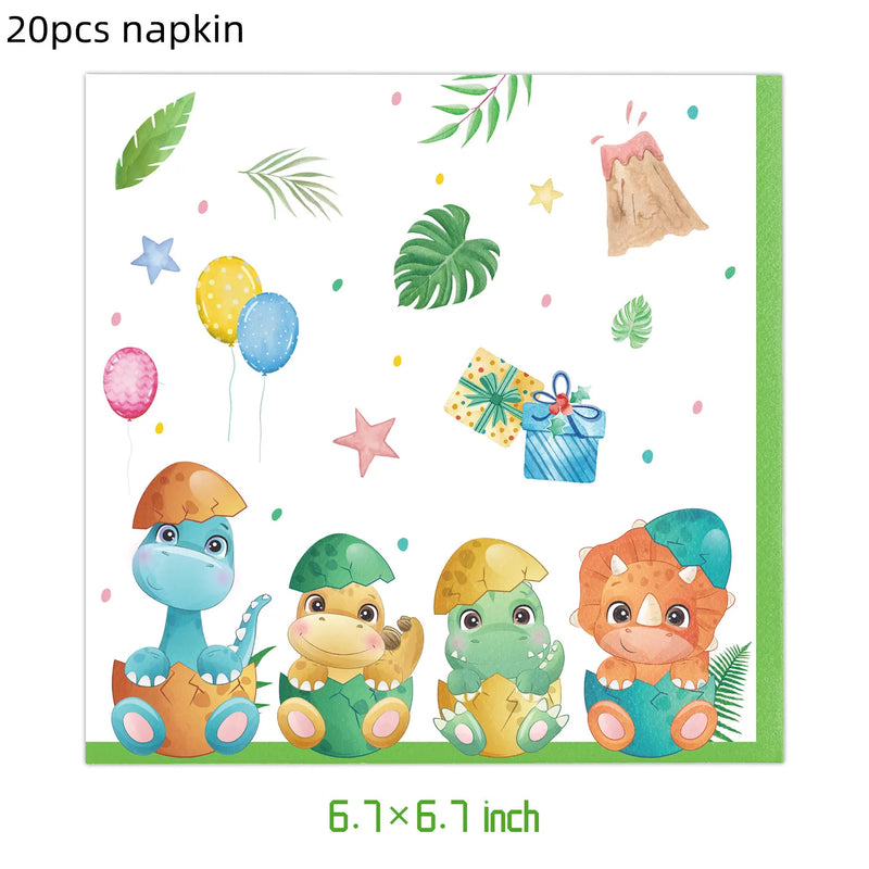 Dinosaur Birthday Disposable Tableware Set Dinosaur Plates Cups Napkins Banner for Boys Dinosaur Party Decoration Jungle Safari