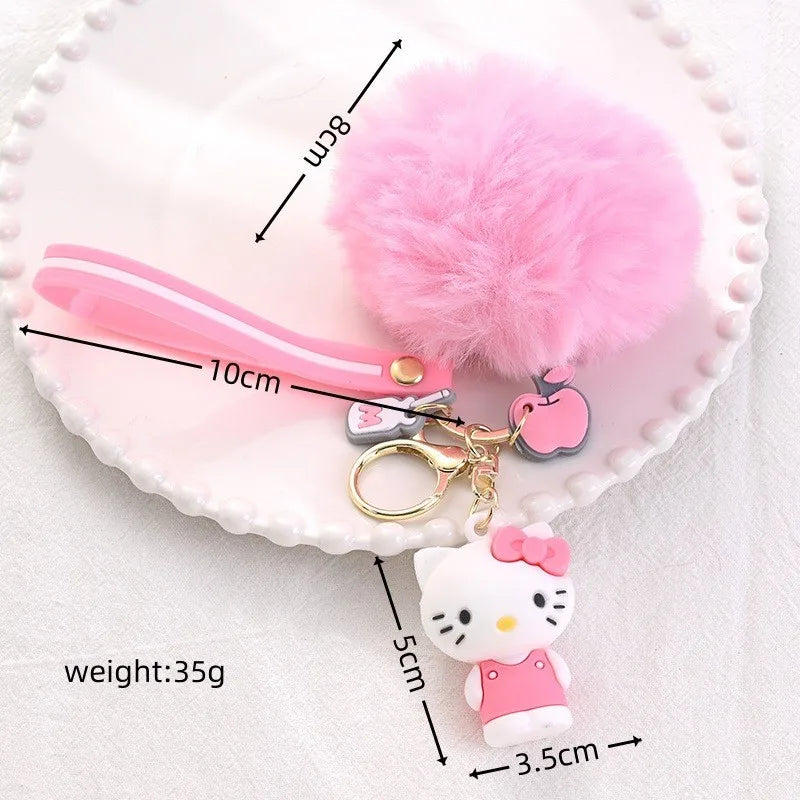 Cartoon Sanrio Hello Kitty Doll Keychain Cute Melody Kuromi Cinnamoroll Figure Pendant Decoration Keyring Jewelry Child Gift Toy