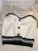 Women Y2K Cute Tops With Buttons Knitted Crop Tops Ladies Camis For Summer Tops Knit Patchwork Top Women Summer
