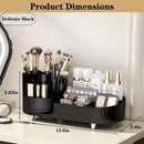 Rotating Makeup Organizer for Vanity with Brush Holder Cosmetic Storage Spinning Skincare Countertop Perfume Lotion Display Case