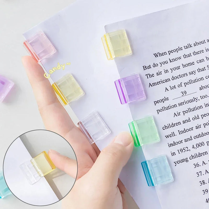 Candy Color Push Paperclip Pusher Transparent Test Paper File Storage Clip Bookmark Student Stationery School Office Supplies