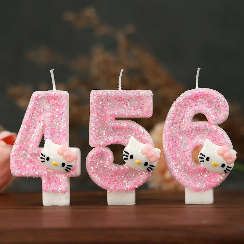 hello kittycake decorating tools birthday candle cat head number candle girl happy birthday decoration sanrio pink children gift