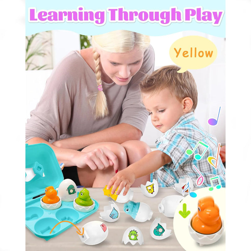Montessori 3D Eggs Puzzle Toddler Learning Education Math Toys Kids Shape Match Smart Game Easter Gifts for 1 2 3 Year Old