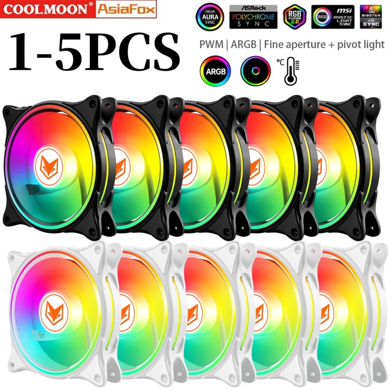 COOLMOON Computer Case 120mm Fan 5V 3 Pin ARGB Cooling Ventilado 12V 4 Pin PWM Computer Chassis Fans Ventilador 12cm Aura Sync