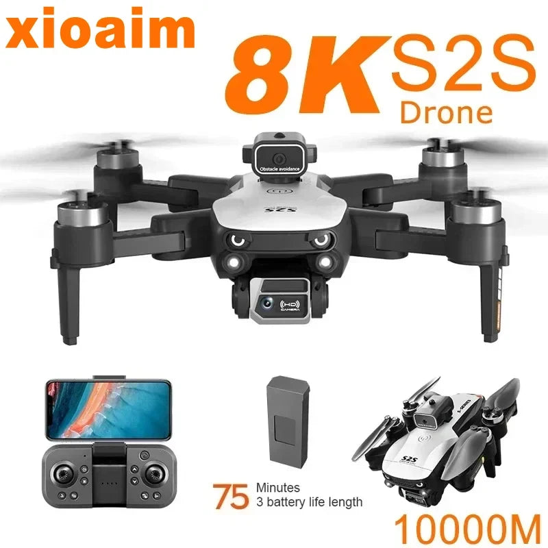 For Xiaomi S2S Mini Drone 8K HD 5G Camera Obstacle Avoidance Aerial Photography With Optical Flow Positioning Function Christmas