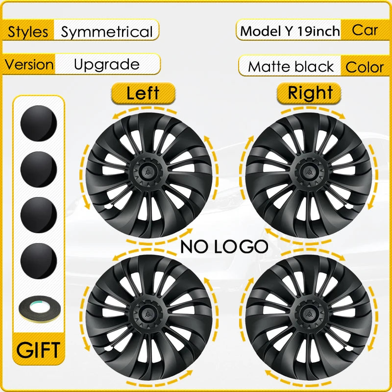 4PCS Hub Cap Car Replacement Wheel Cap 19 Inch Performance Automobile Hubcap Full Cover Accessories  for Tesla Model Y 2023 2024