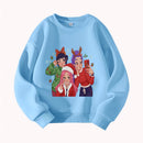 Christmas Kids Crew Neck Sweatshirt with Festive Cartoon Characters for Holiday Fun