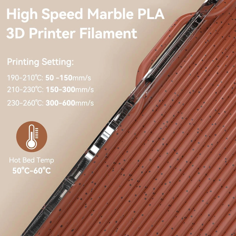 JAYO High Speed Marble PLA Filament 5 Rolls High Speed PLA 3D Printer Filament For FDM Marble-Like Texture 3D Printing Materials