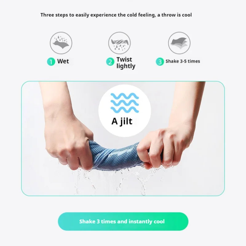 Printed Cooling Sports Towel Ice Silk Moisture Absorbent Breathable Quick Dry Summer Wicking Sweat Cooling Cold Towel