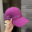 Purple Pleated Baseball cap New 2023 Flat Tongue Hat Small Face Wide brim Versatile Sunscreen Baseball cap for Men and Women