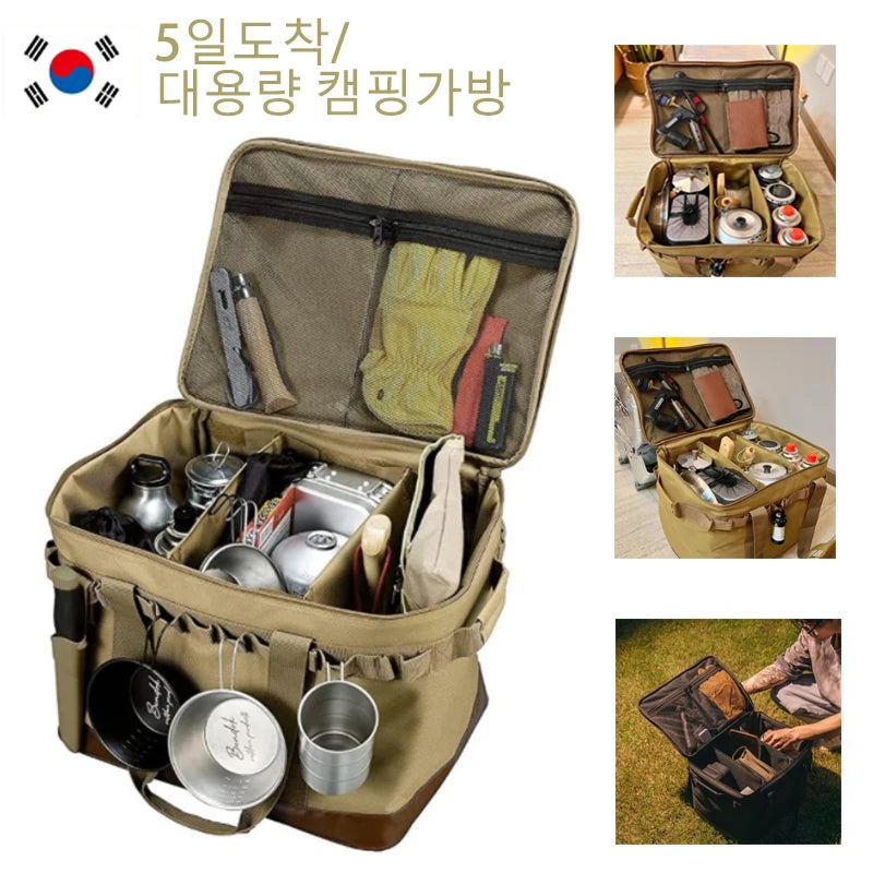 Large Camping Storage Bag Picnic Basket Gas Stove Gas Canister Pot Storage Bag Outdoor Tool Storage Travel Bags Camping Supplies