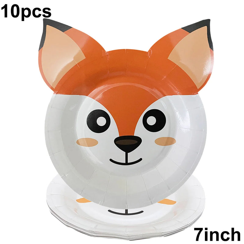 Fox Birthday Decorations Balloon Cupcake Toppers Woodland Animals Theme Party Dress Up Supplies Fox Paper Lantern Kids Gifts