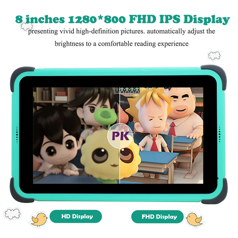 CWOWDEFU Kids Tablet 8 Inch HD 1280x800 Android 11.0 Wifi 6 5+8MP Camera Google Play Tablets for Children Students 2GB 32GB Gift