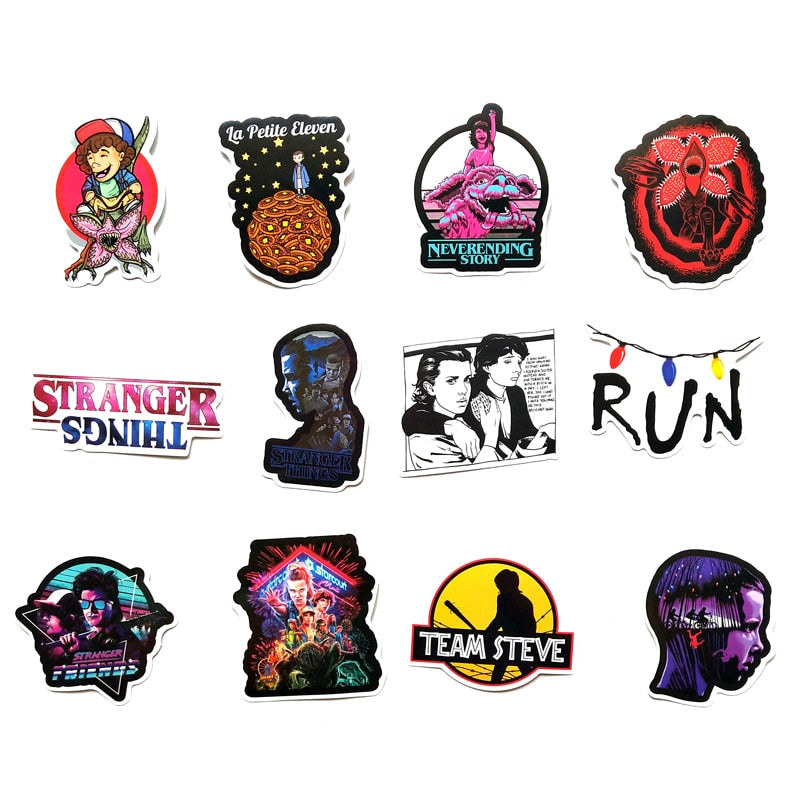 50Pcs/lot American Drama Stranger Things Stickers For Car Laptop Luggage Skateboard Bile Motorcycle PVC Waterproof Toy Sticker