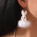 Autumn Winter Easter Earrings for Women Funny Rabbit Hare Carrot Korean Lovely Fashion Fur White Bunny Gift Jewelry Accessories