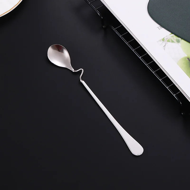 5PCS Creative Stainless Steel S-shaped Cup Spoon Restaurant Hotel Curved Handle  Coffee Milk Tea  Stirring