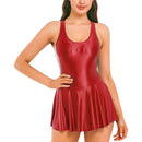 Womens Dresses Tank Dress Glossy Stretchy Sleeveless Solid Color Athletic Tennis Dress Nightwear Porno Clubwear Exotic Dresses