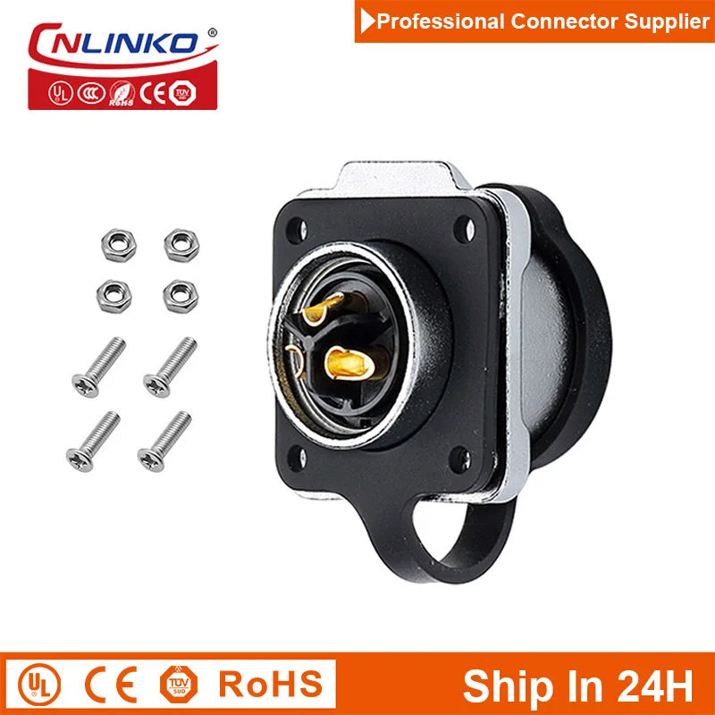 Cnlinko LP20 Waterproof 3Pin M20 Aviation Wire Cable Contact Power Connector Plug Socket Joint for Vehicle Truck Boat New Energy