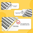 Self Adhesive Lash Clusters Eyelashes Set No Glue Needed Press-on Lashes 8-16mm Individual Lash Extension Kit with Lash Tweezers