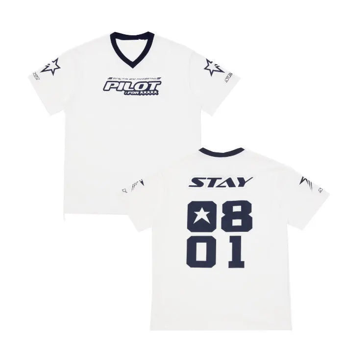 3RD FM Pilot For 5 Star T-shirt Kpop Stray Same T Shirt Women Men Cotton V-neck Tops Kids Fans Short Sleeve Tee Sweatpants Suit