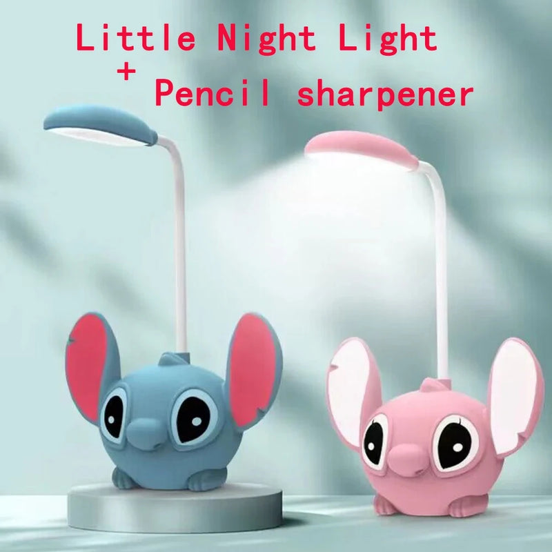 Led Lilo & Stitch Desk Lamp With Pencil Sharpener Foldable Light Cute Desk Night Light Usb Recharge Light Gift Christmas gifts