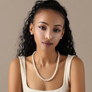 New Hot Real White Freshwater Cultured Pearl Necklaces for Women Girl Gift, 925 Sterling Silver Women's Baroque Pearl Necklace