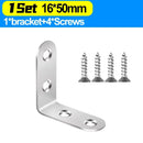 Stainless Steel Corner Bracket L Right Angle Connector Brackets Furniture Cabinet Fastener Corner Brace Shelf Support with Screw