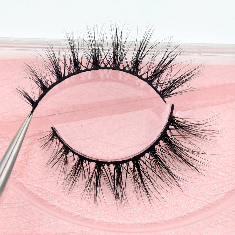 Visofree Half Mink Lashes Make Up False Eyelashes Hand Up Natural Long Mink Lashes Cruelty Free Crisscross Mink Fake Eyelashes