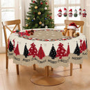 1 Piece, Merry Christmas Themed Christmas Tree Pattern Tablecloth + 4 Self-Adhesive Stickers, Christmas Atmosphere, Snowflake Christmas Tree Christmas Flower Ball Pattern, Embossed Edges, Suitable for Home Kitchen, Living Roo