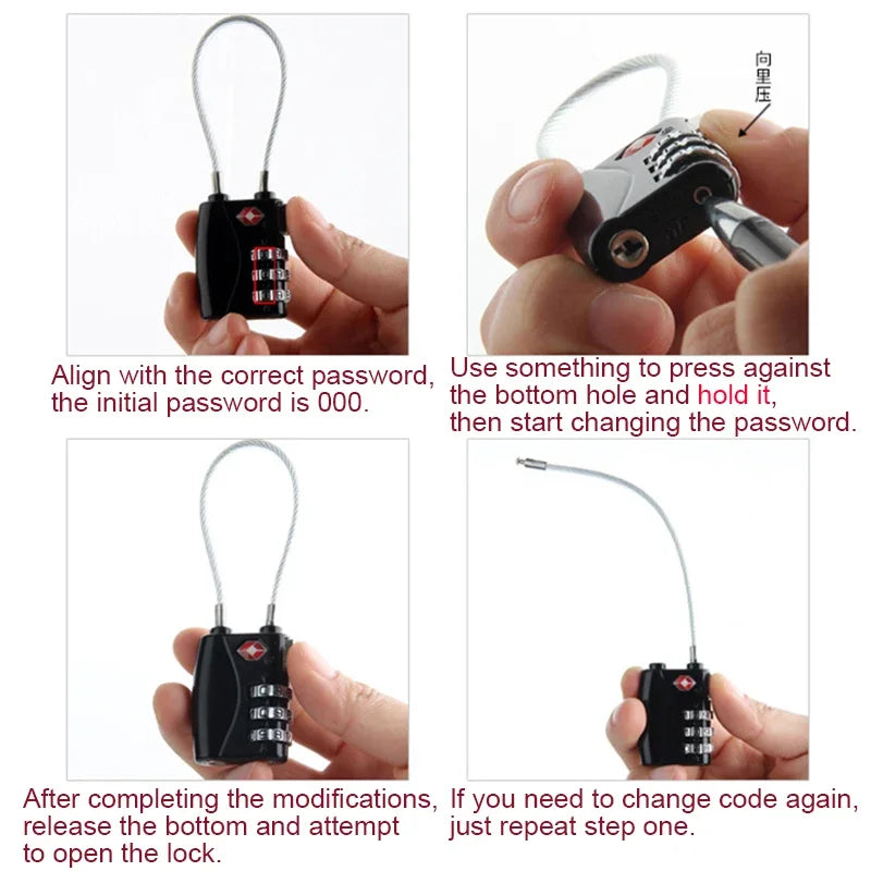 Tsa Customs Lock TSA Certification Combination Padlock for Zipper Bag Lockset Travel Luggage Suitcase Code Changeable Metal