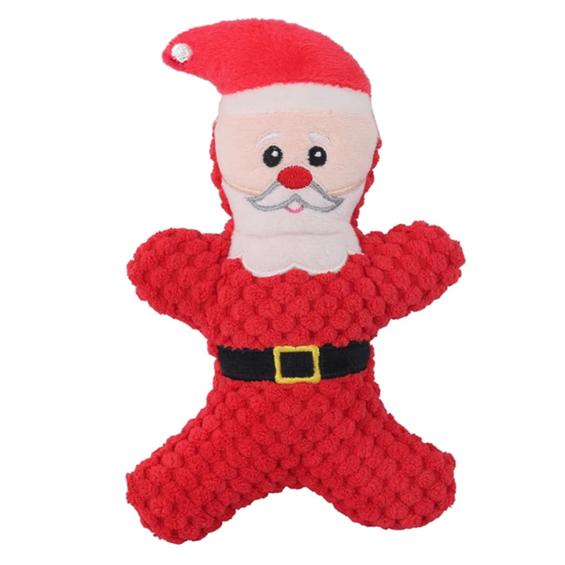 Pet Dog Plush Noise Chewing Toy Santa Elk Gingerbread Man Donut Cat Dog Christmas Cartoon Cute Animal Puzzle Safety Playing Doll