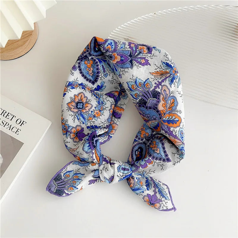 Approx 55cm Cotton Linen Square Scarf Neckerchief Spring Autumn Scarves Neck Scarf Turban Bandanas Headband Decoration for Women